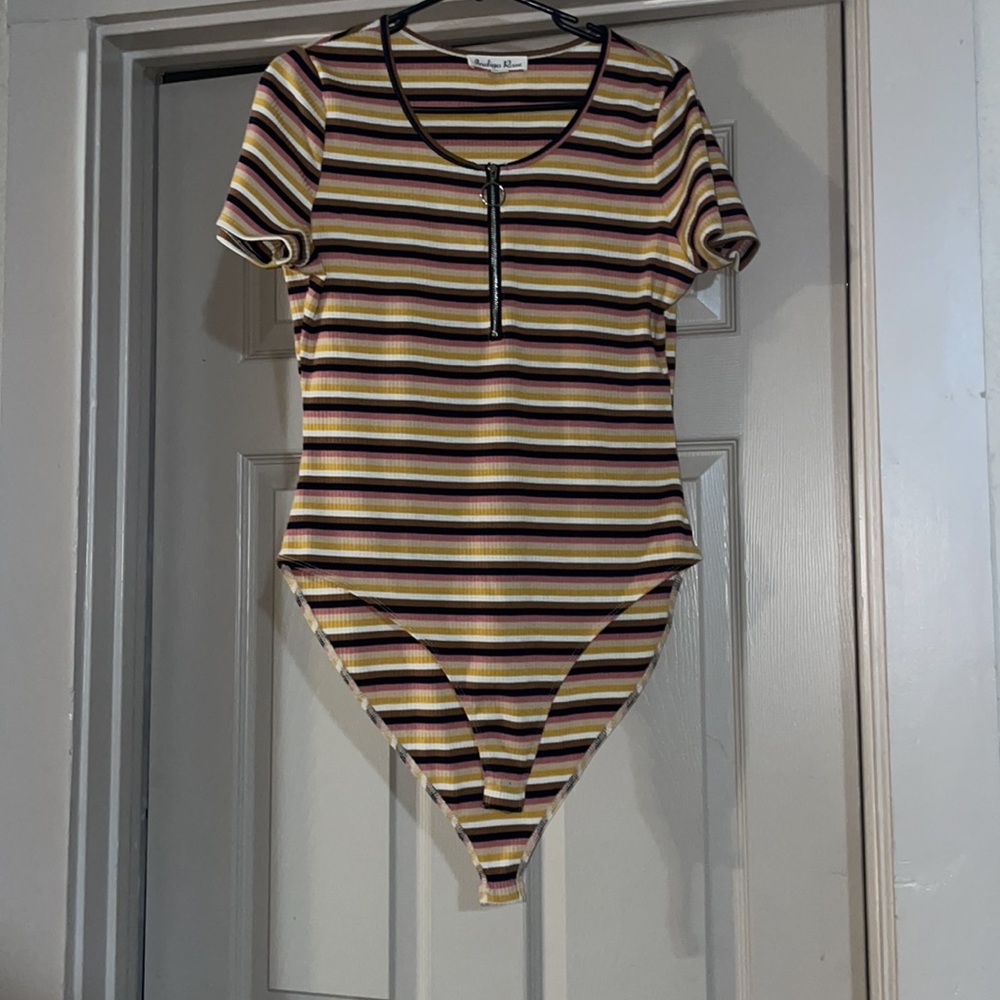 Striped body suit